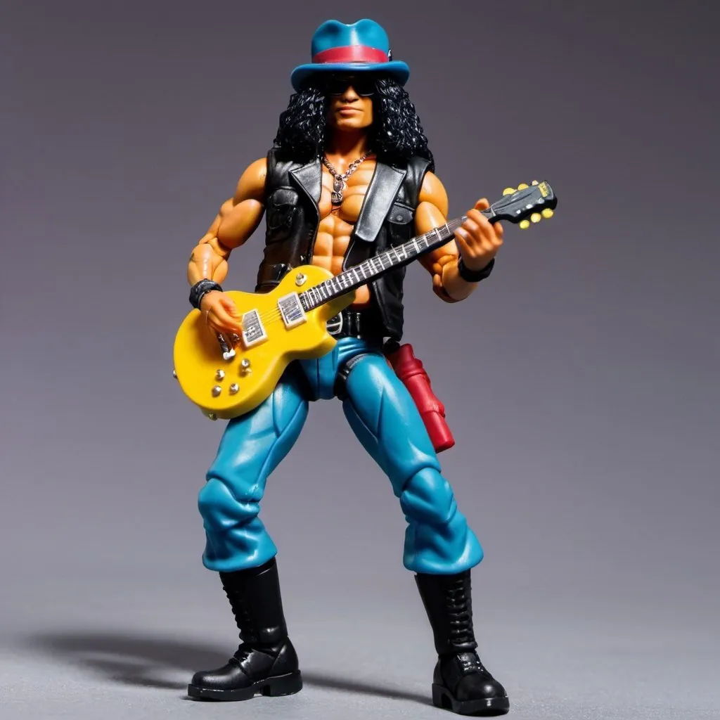 Prompt: product shot, slash from guns n roses  gijoe 3 3/4 figure