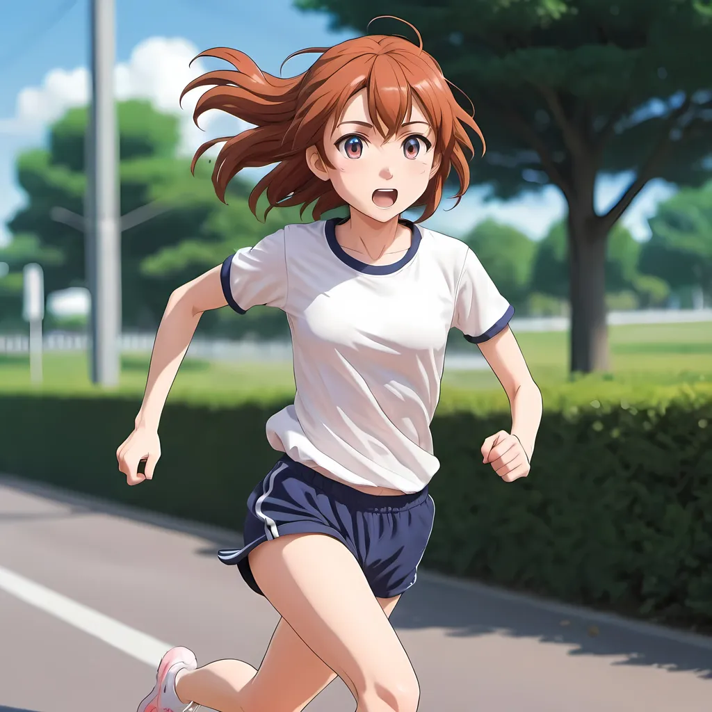 Prompt: Anime girl running