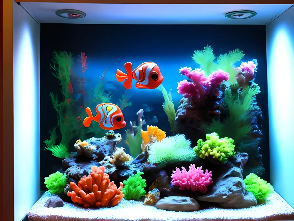 Prompt: Bright fish tank