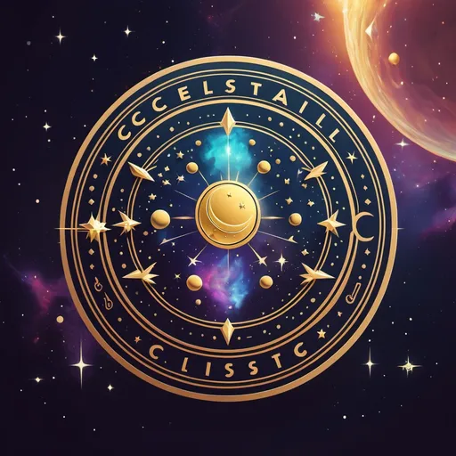 Prompt: a cosmic-themed logo for Celestial Coin