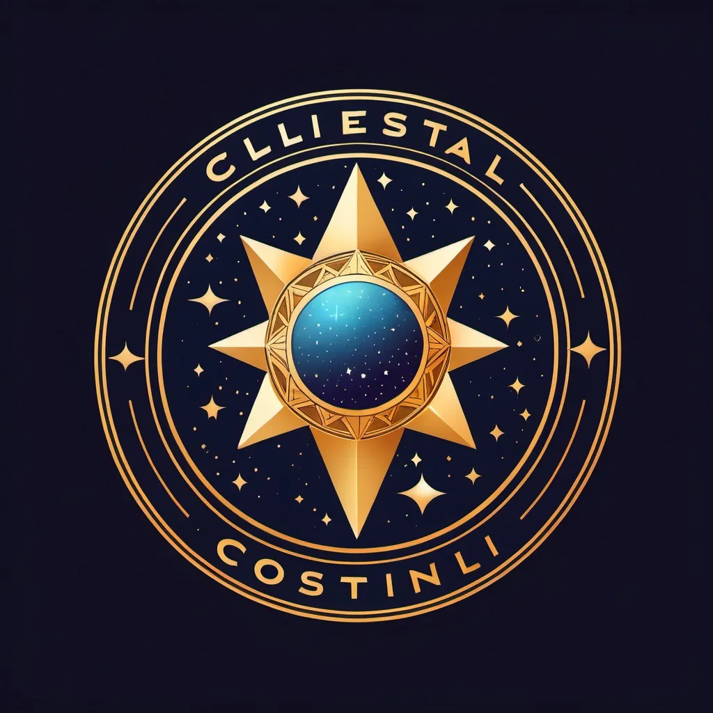 Prompt: a cosmic-themed logo for Celestial Coin