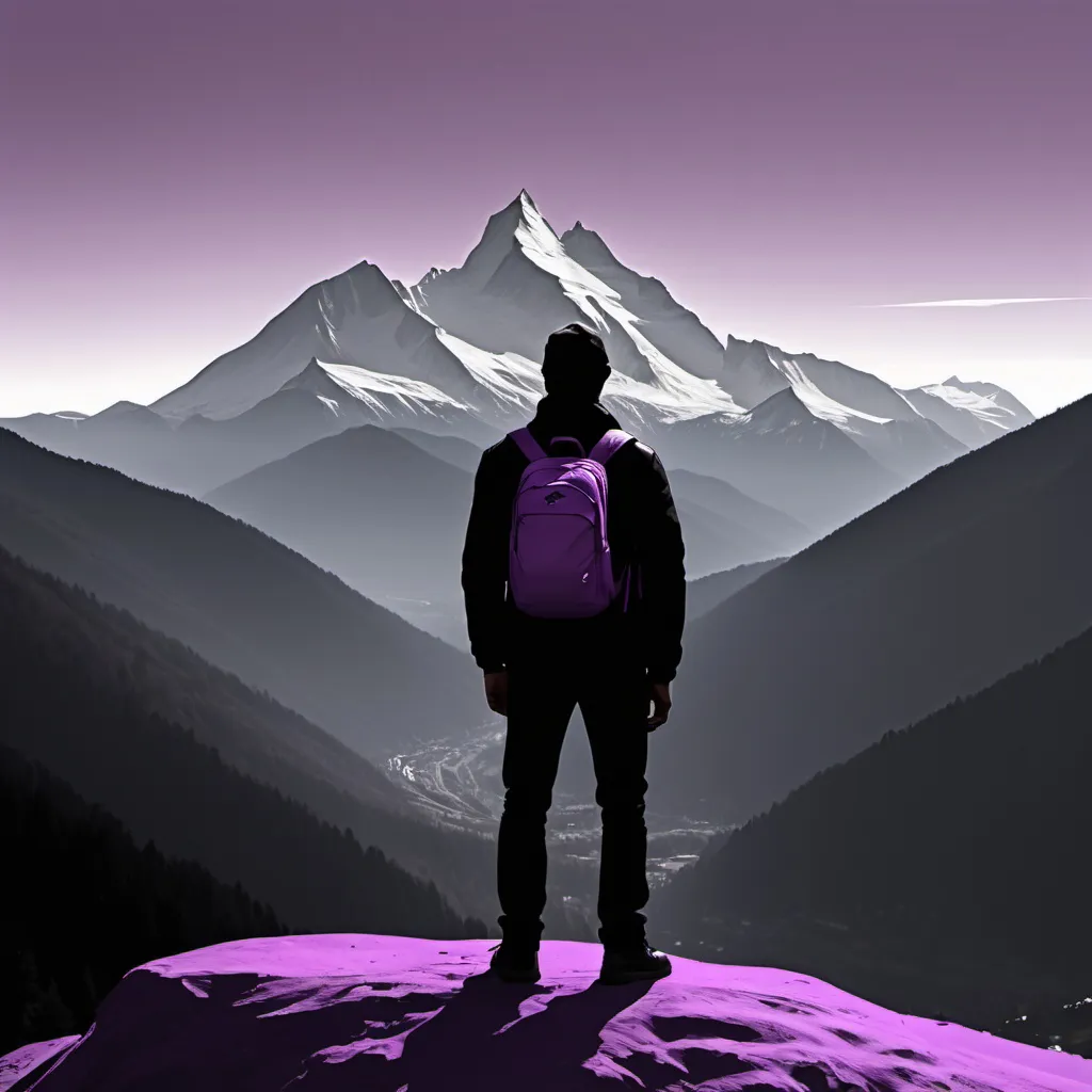 Prompt: fait moi une image ou il est mit DON en noir et derrière il a une montagne avec du mauve 
 