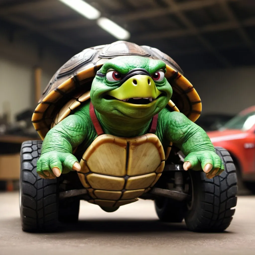 Prompt: Angry mechanic as a turtle 