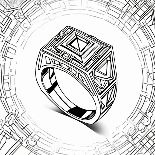 Prompt: (geometric diamond and gemstone ring), incorporating (rectangle, square, triangle, circle, round) patterns, vibrant colors, sleek and modern design, high detail, luxurious atmosphere, shimmering light reflections, meticulous craftsmanship, captivating elegance, showcasing elegance in geometric symmetry, ultra-detailed, radiant shine, artistic flair, stunning visual impact, tempting composition.