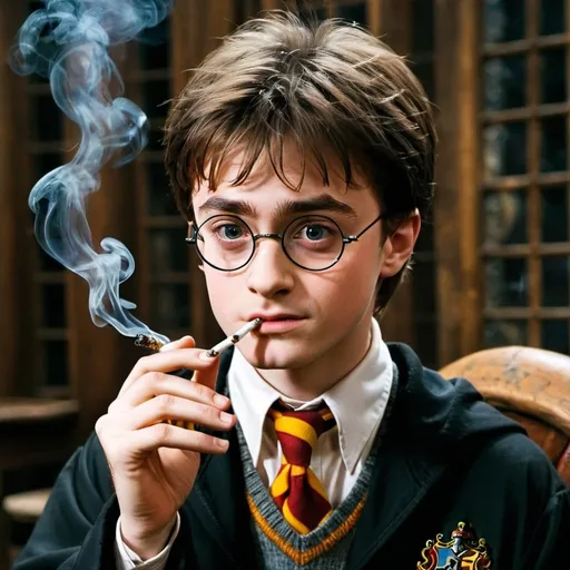 Prompt: Harry Potter smoking feed