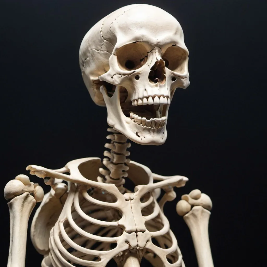 Prompt: A surprised skeleton whose jaw fell off