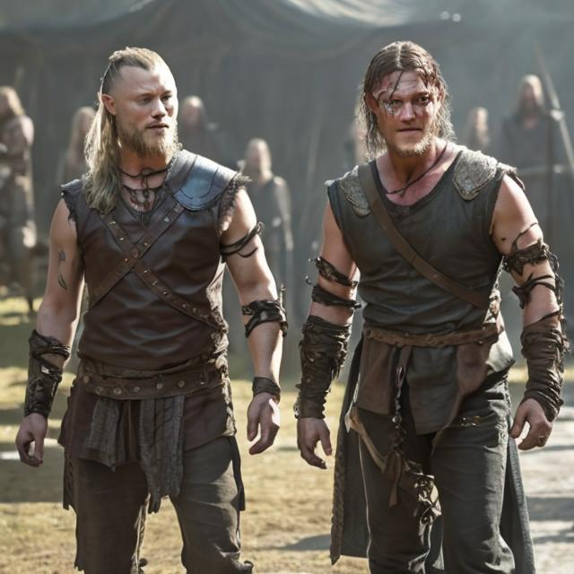 Prompt: Ragnar lothbrok with daryl Dixon 