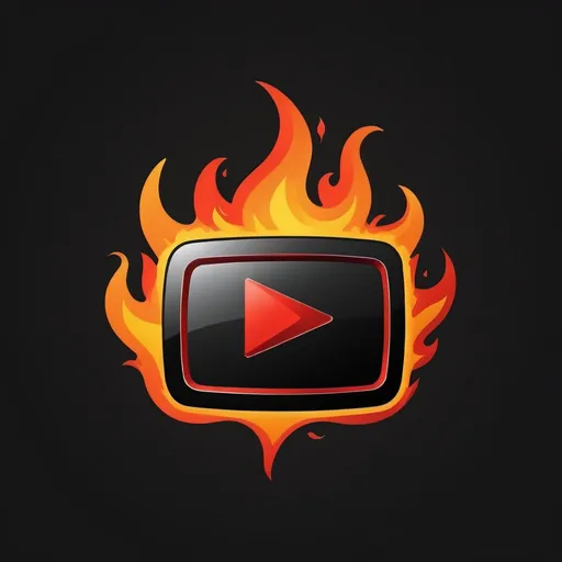 Prompt: flaming youtube channel logo
