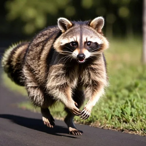 Prompt: raccoon running
