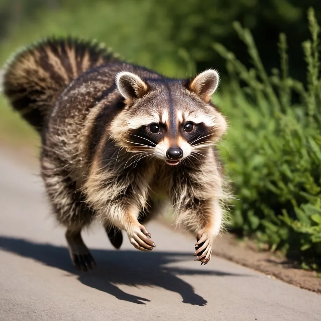 Prompt: raccoon running
