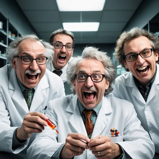 Prompt: Altered DNA with mad scientists laughing