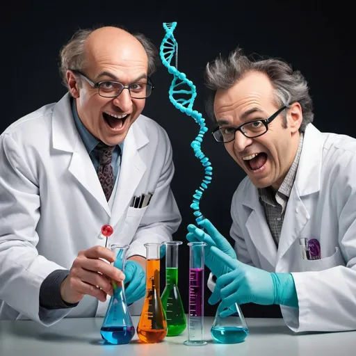 Altered Dna With Mad Scientists Laughing