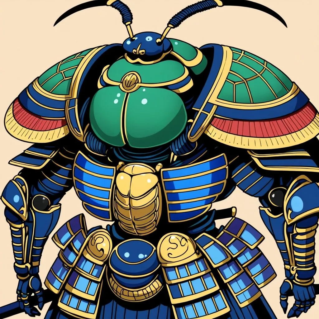 Prompt: Anime scarab beetle samurai