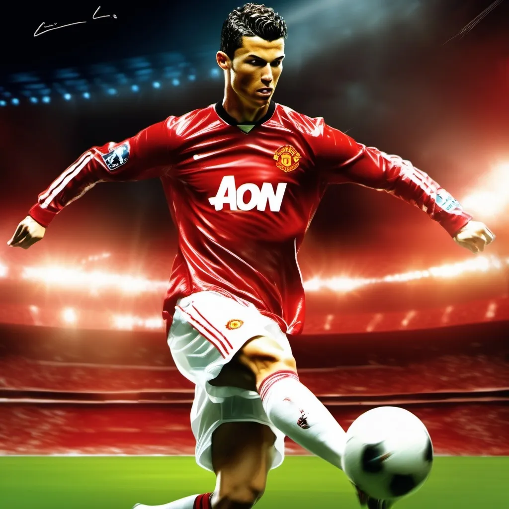 Prompt: 2008 ronaldo manchester untied AIG shirt