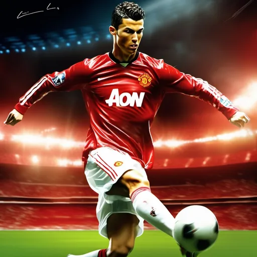 Prompt: 2008 ronaldo manchester untied AIG shirt