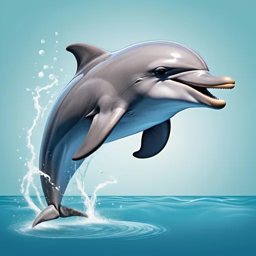 Prompt: for a childrens book create an image for this writing - D is for Dolphin So playful and sleek,
It jumps and spins,
With a joyful squeak!