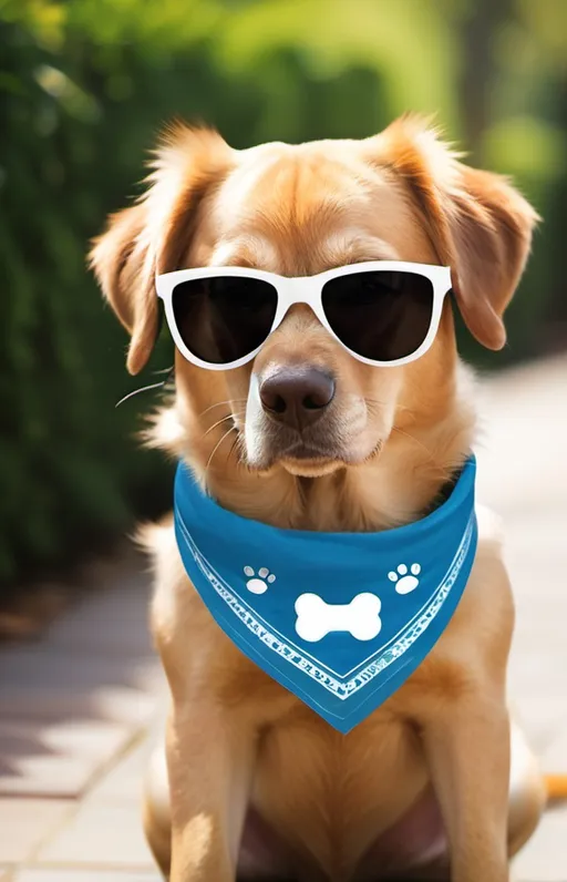 Prompt: Create  a image of a dog wearing sunglasses and bandana carooton dog