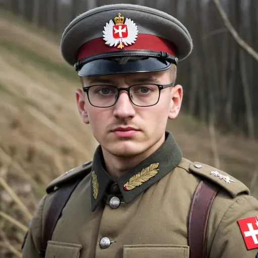 Prompt: Create a polish soldier named pariuz 
Give him glasses
He is sent to defend the beaches of Gdansk 
He is warned of incoming russians
He grabs his rifle
He runs to the trenches