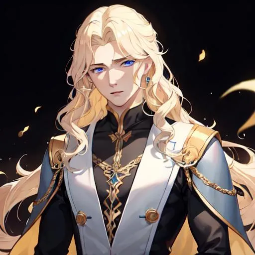 Prompt: Handsome noble man from 16th century, 20 years old, rennesance, blond hair, wavy hair, blue eyes, pale skin, shadow in his eyes, very handsome, athletic figure, masculine features, gentleface, shy,  HIGHER RESOLUTION, 8k, MAN, MALE, HANDSOME MAN, detailed eyes, bigger eyes, shadow in face, passionate but sad look, serious eyes, serious look, look in my eyes, realistic detail