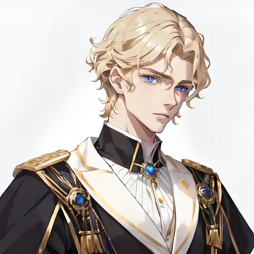 Prompt: Handsome noble man from 16th century, all body seen, standing with sword, hand on his sword, masculine athletic body shape, smaragd green shirt with buttons, noble clothes, wide chest, thin waist, 20 years old, rennesance, blond SHORT hair, wavy hair, blue eyes, pale skin, shadow in his eyes, very handsome, athletic figure, masculine features, masculine face, sharp features, masculine face, HIGHER RESOLUTION, 8k, MAN, MALE, HANDSOME MAN, detailed eyes, bigger eyes, shadow in face, a bit sad look, serious eyes, serious look, look in my eyes, realistic detail, DETAILED 8K EYES, the same face as the original picture.