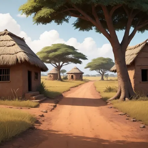 Prompt: create a background scene for an animation. Location Africa countryside

