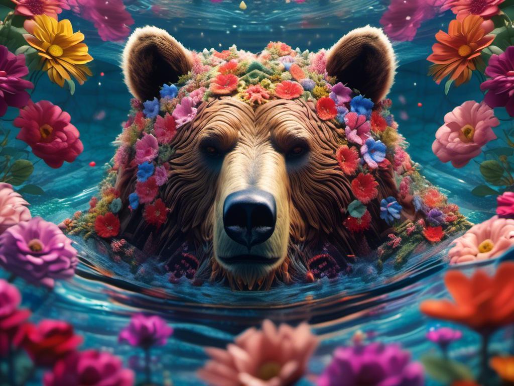 Prompt: <mymodel> grizzly bear in a pool full of flowers  (carebears art style) .UHD, 4k,intricately detailed, deep colors, high contrast (UHD, 4k,intricately detailed, deep colors, high contrast)