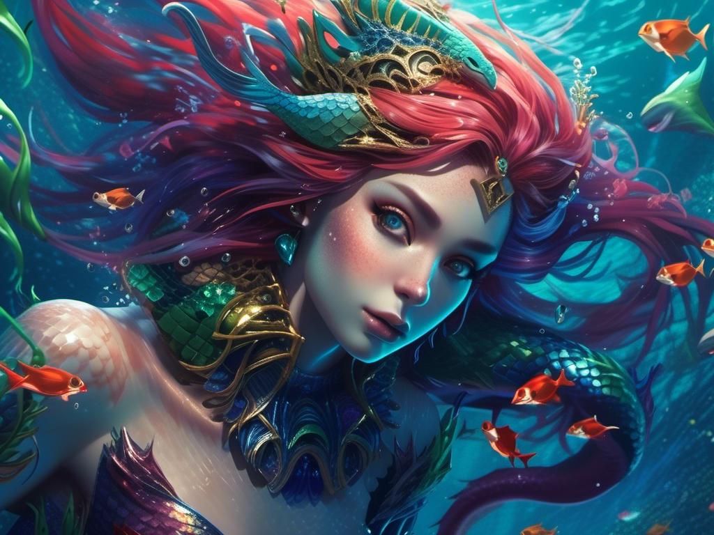 Prompt: <mymodel> mermaid swimming underwater (Tim Burton art style) .UHD, 4k,intricately detailed, deep colors, high contrast (UHD, 4k,intricately detailed, deep colors, high contrast)