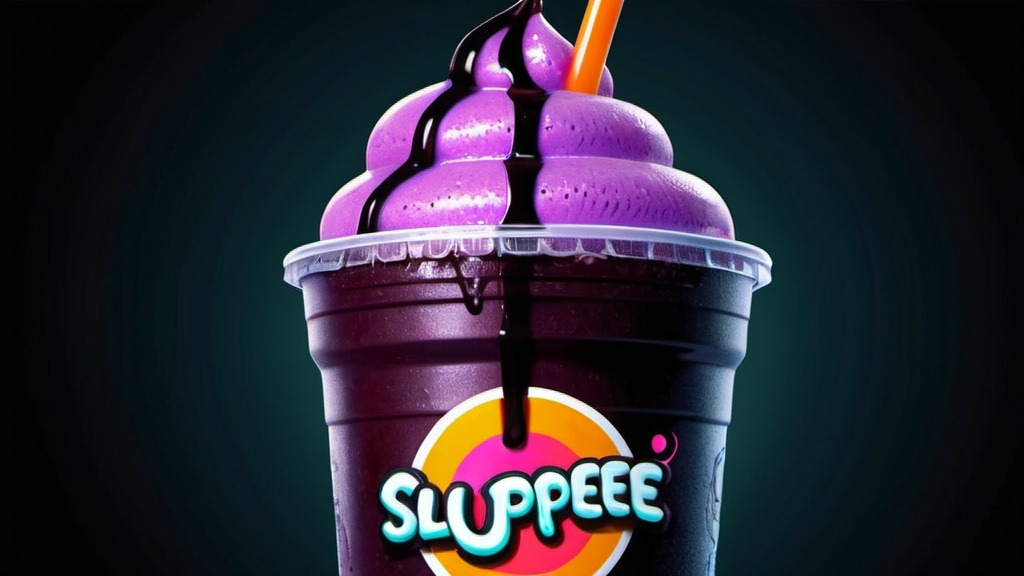 Prompt: spooky goth slurpee  cartoon, illustration (UHD, 4k,intricately detailed, deep colors, high contrast)