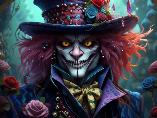 Prompt: <mymodel> evil mad Hatter Victorian clothing (Tim Burton art style) .UHD, 4k,intricately detailed, deep colors, high contrast (UHD, 4k,intricately detailed, deep colors, high contrast)