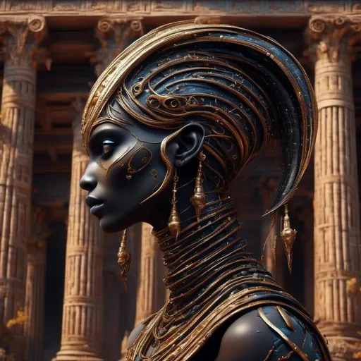 Prompt: <mymodel> alien, black skin, in ancient Greek temple