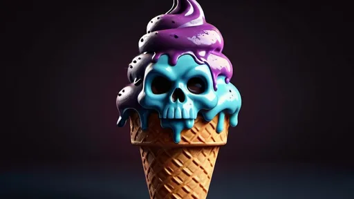 Prompt: spooky goth ice cream cone  cartoon, illustration (UHD, 4k,intricately detailed, deep colors, high contrast)