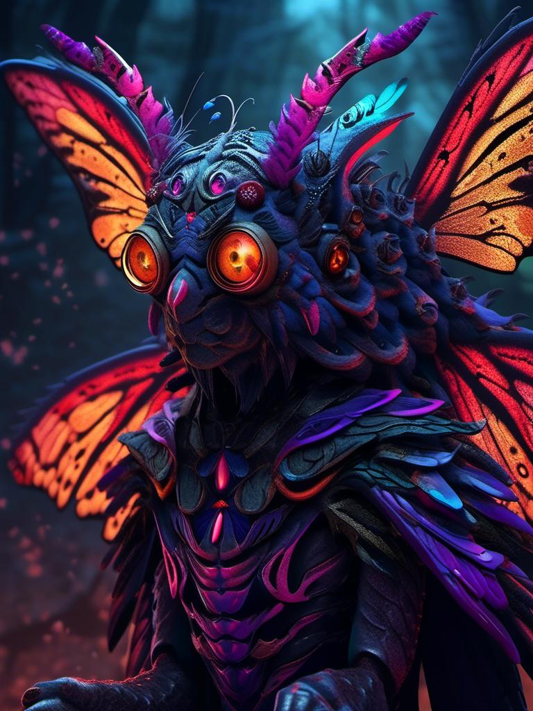 Prompt: <mymodel>whimsical, Mothman cryptid, moth, man, humanoid, spooky (goth art style) , UHD, 4k,intricately detailed, deep colors, high contrast (UHD, 4k,intricately detailed, deep colors, high contrast)