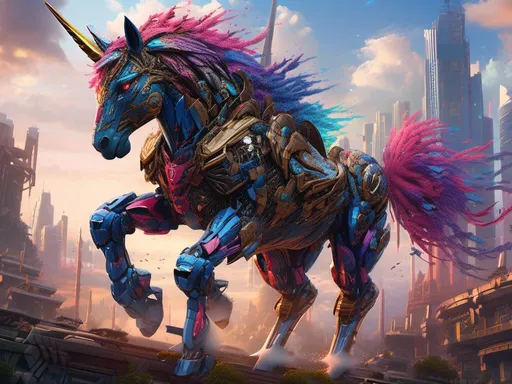 Prompt: <mymodel> unicorn  (transformers art style) .UHD, 4k,intricately detailed, deep colors, high contrast (UHD, 4k,intricately detailed, deep colors, high contrast)