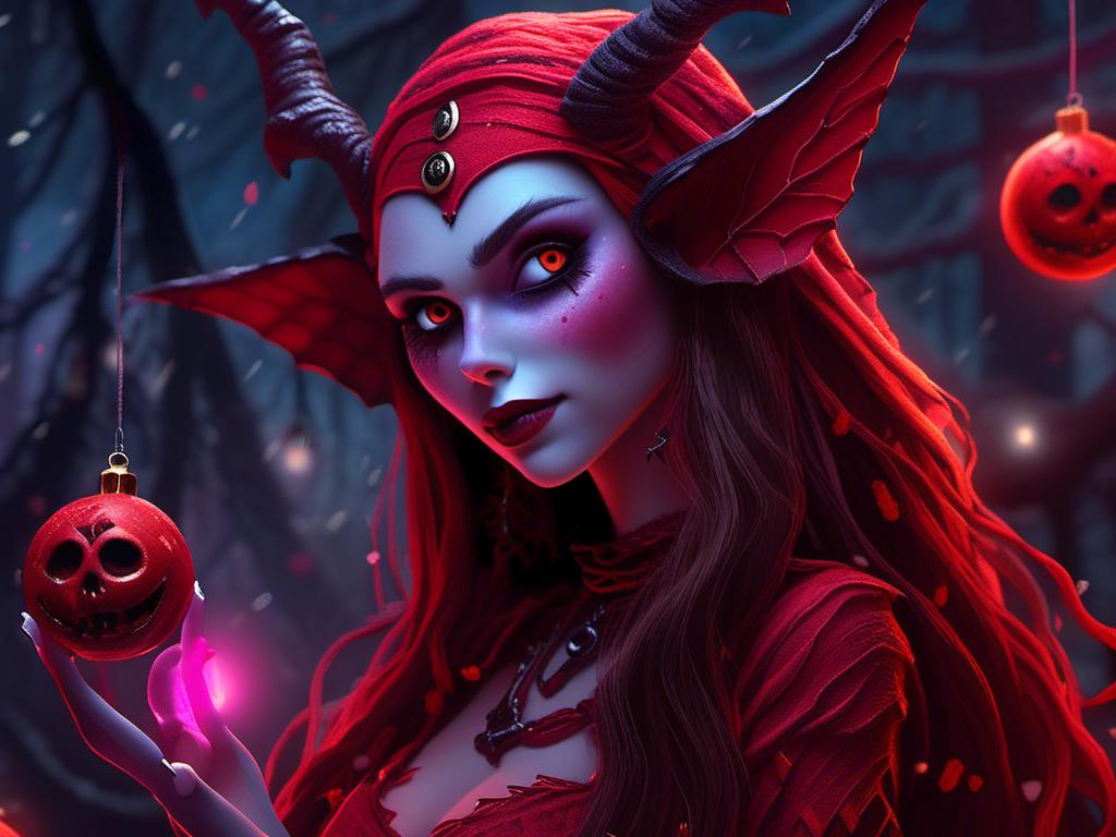 Prompt: <mymodel> Scarlet witch  (nightmare before Christmas art style) .UHD, 4k,intricately detailed, deep colors, high contrast (UHD, 4k,intricately detailed, deep colors, high contrast)