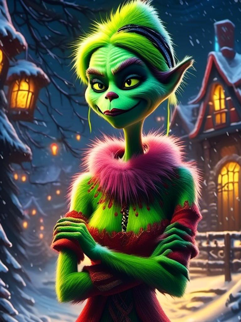 Prompt: <mymodel> the grinch (nightmare before Christmas art style) .UHD, 4k,intricately detailed, deep colors, high contrast (UHD, 4k,intricately detailed, deep colors, high contrast)