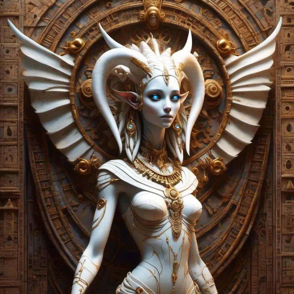 Prompt: <mymodel> alien, big ears, white skin in ancient Egyptian temple 