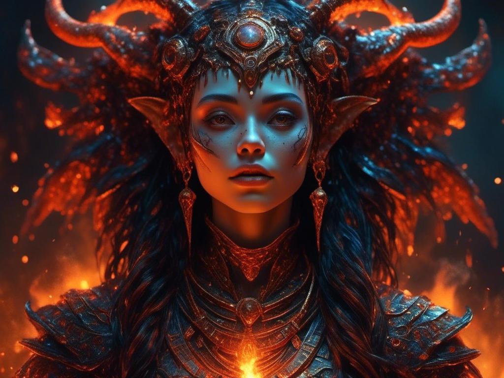 Prompt: <mymodel>If fire was a person art mystical and whimsical (UHD, 4k,intricately detailed, deep colors, high contrast)