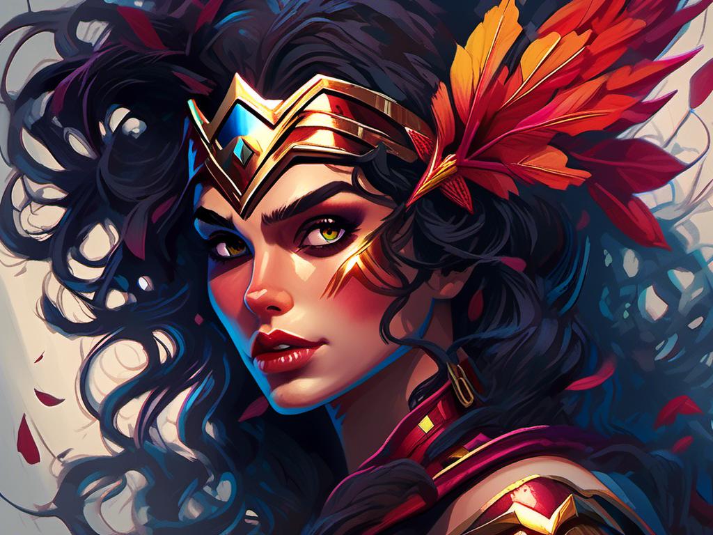 Prompt: <mymodel> wonder woman (Tim Burton art style) .UHD, 4k,intricately detailed, deep colors, high contrast (UHD, 4k,intricately detailed, deep colors, high contrast)