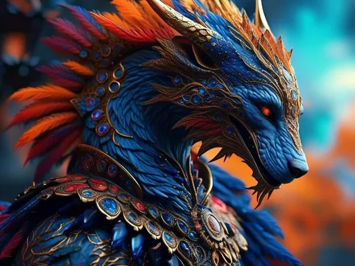 Prompt: <mymodel> wolf dragon elegant and fierce UHD, 4k,intricately detailed, deep colors, high contrast (UHD, 4k,intricately detailed, deep colors, high contrast)