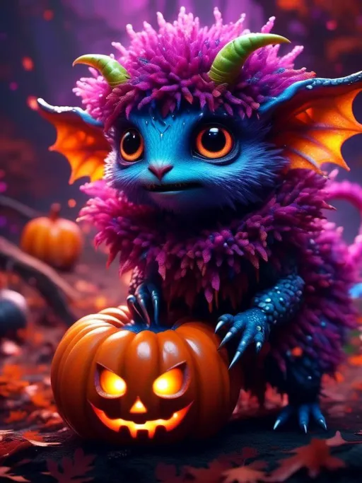 Prompt: <mymodel> cute, fuzzy, monster, in halloween costume .UHD, 4k,intricately detailed, deep colors, high contrast (UHD, 4k,intricately detailed, deep colors, high contrast)