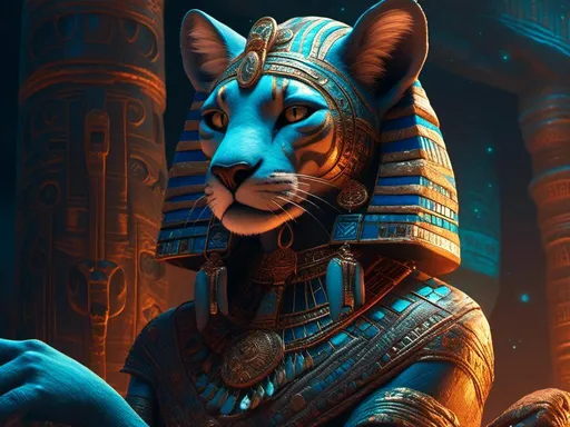 Prompt: <mymodel> Bara khajiit  ancient egypt fantastical, night, rich cool colors, and whimsical  (UHD, 4k,intricately detailed, deep colors, high contrast)