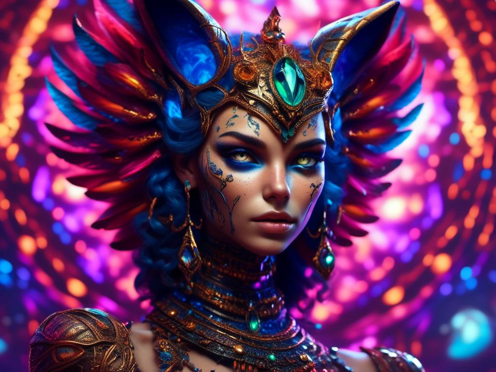 Prompt: <mymodel> (bastet), egyptian cat woman, mythical, piercings  .UHD, 4k,intricately detailed, deep colors, high contrast (UHD, 4k,intricately detailed, deep colors, high contrast)