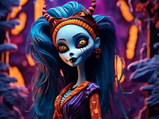 Prompt: <mymodel> barbie (nightmare before Christmas art style) .UHD, 4k,intricately detailed, deep colors, high contrast (UHD, 4k,intricately detailed, deep colors, high contrast)