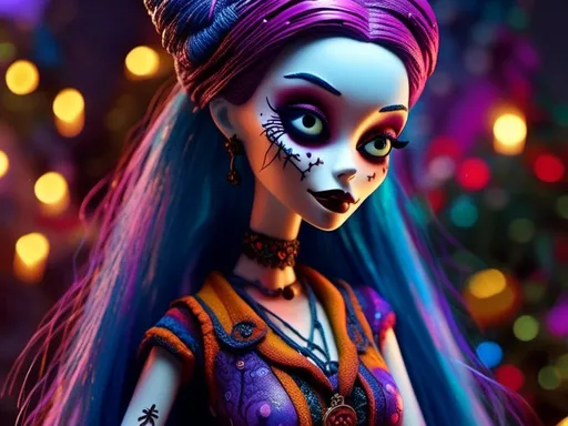 Prompt: <mymodel> barbie (nightmare before Christmas art style) .UHD, 4k,intricately detailed, deep colors, high contrast (UHD, 4k,intricately detailed, deep colors, high contrast)