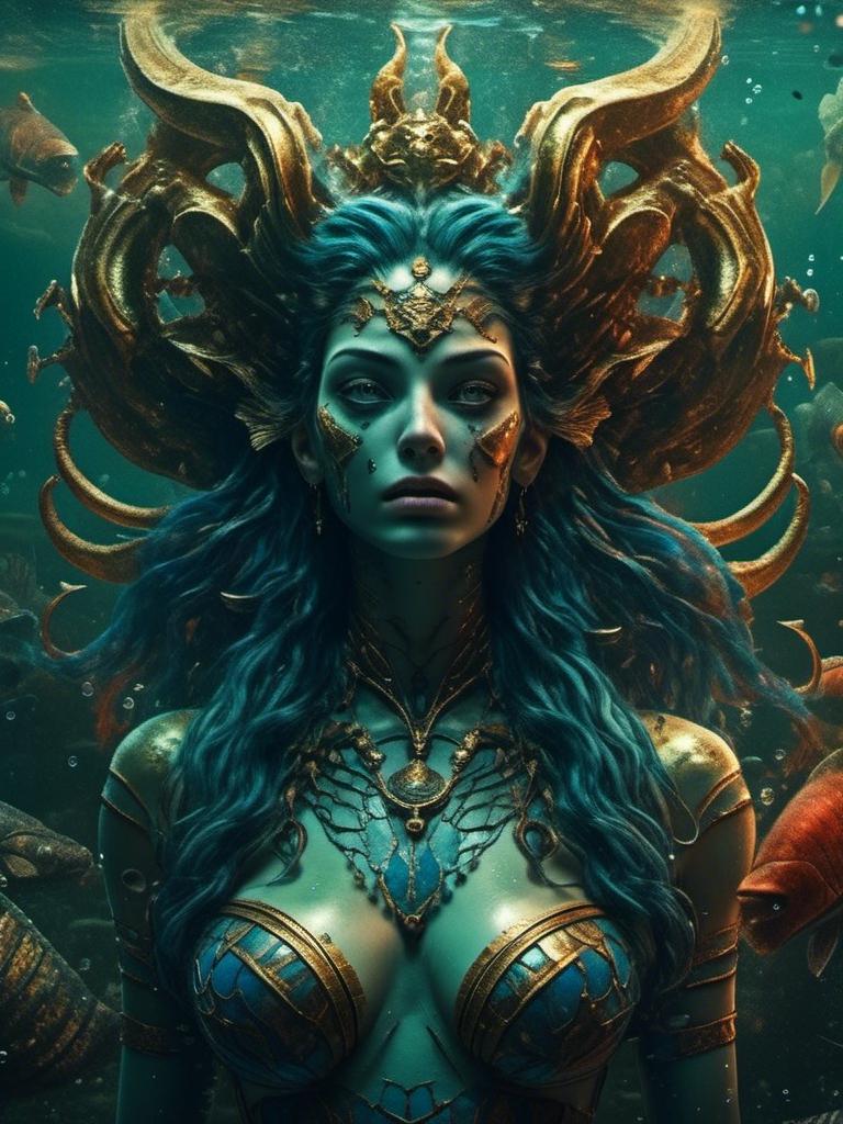 Prompt: <mymodel> horror,ancient greece, mermaid, evil, scary under sea(UHD, intricate details, deep colors, 4k)