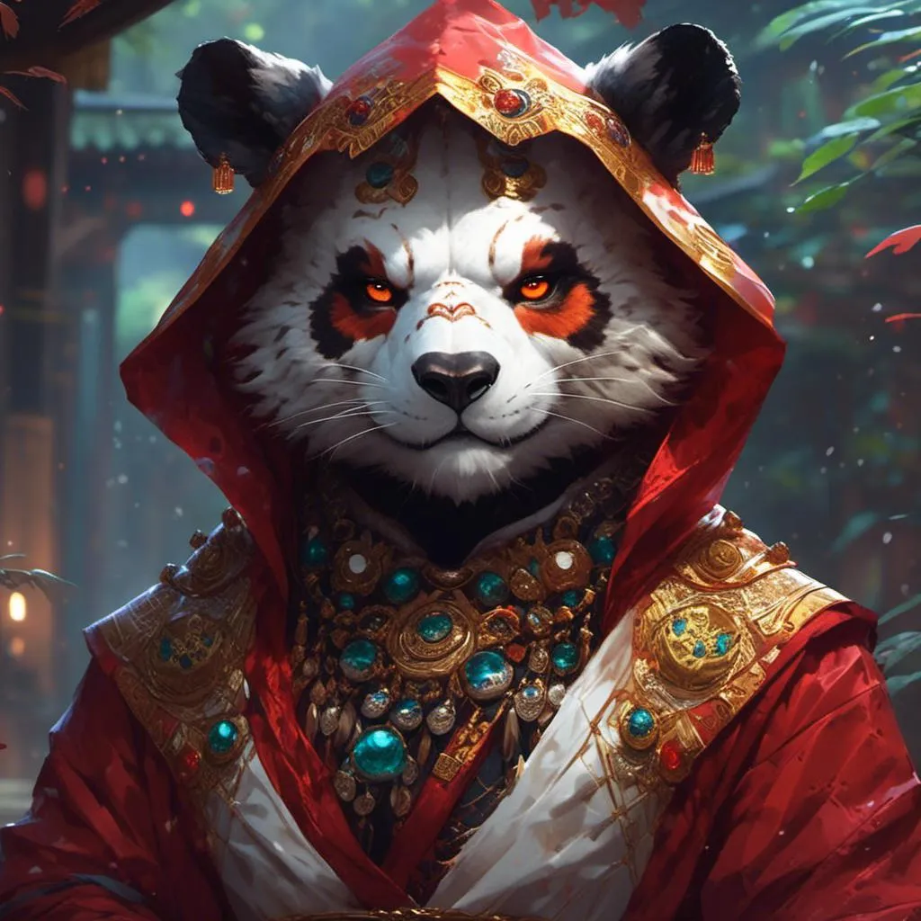 Prompt: <mymodel> panda hood furry monk 