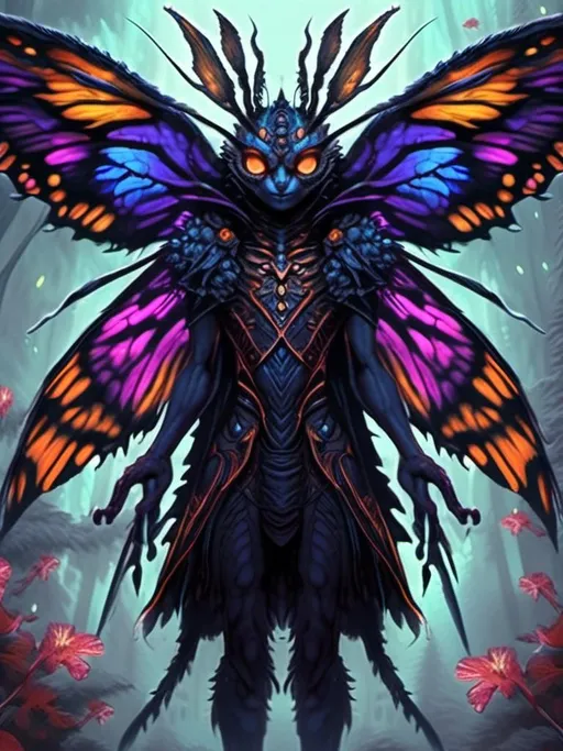 Prompt: <mymodel>whimsical, Mothman cryptid, moth, man, humanoid, spooky (goth art style) , UHD, 4k,intricately detailed, deep colors, high contrast (UHD, 4k,intricately detailed, deep colors, high contrast)