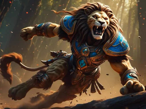 Prompt: <mymodel> warrior lion running, (world of warcraft art style) (UHD, intricate details, deep colors, 4k)