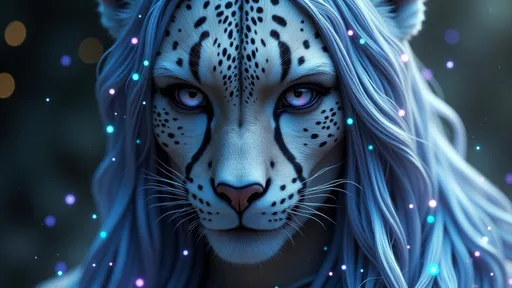 Prompt: anthro furry cheetah female woman (pearly iridescent fur) (grey eyes) (water element) starry and mystical being , UHD, 4k,intricately detailed, deep colors, high contrast (UHD, 4k,intricately detailed, deep colors, high contrast)