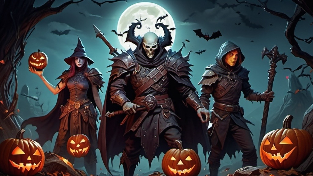 Prompt: Halloween dungeons and dragons (UHD, 4k,intricately detailed, deep colors, high contrast)